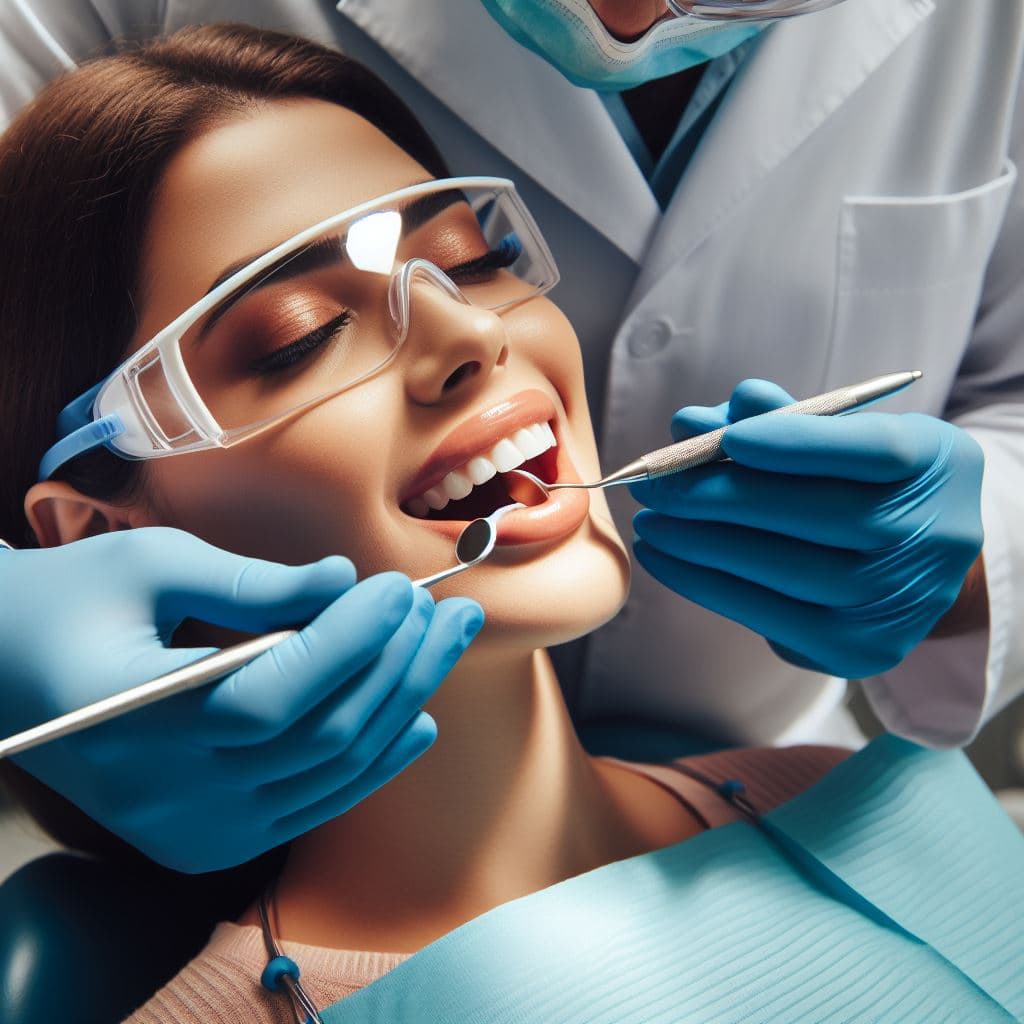 deep teeth cleaning - a patient cleaning their teeth at the dentist clinic